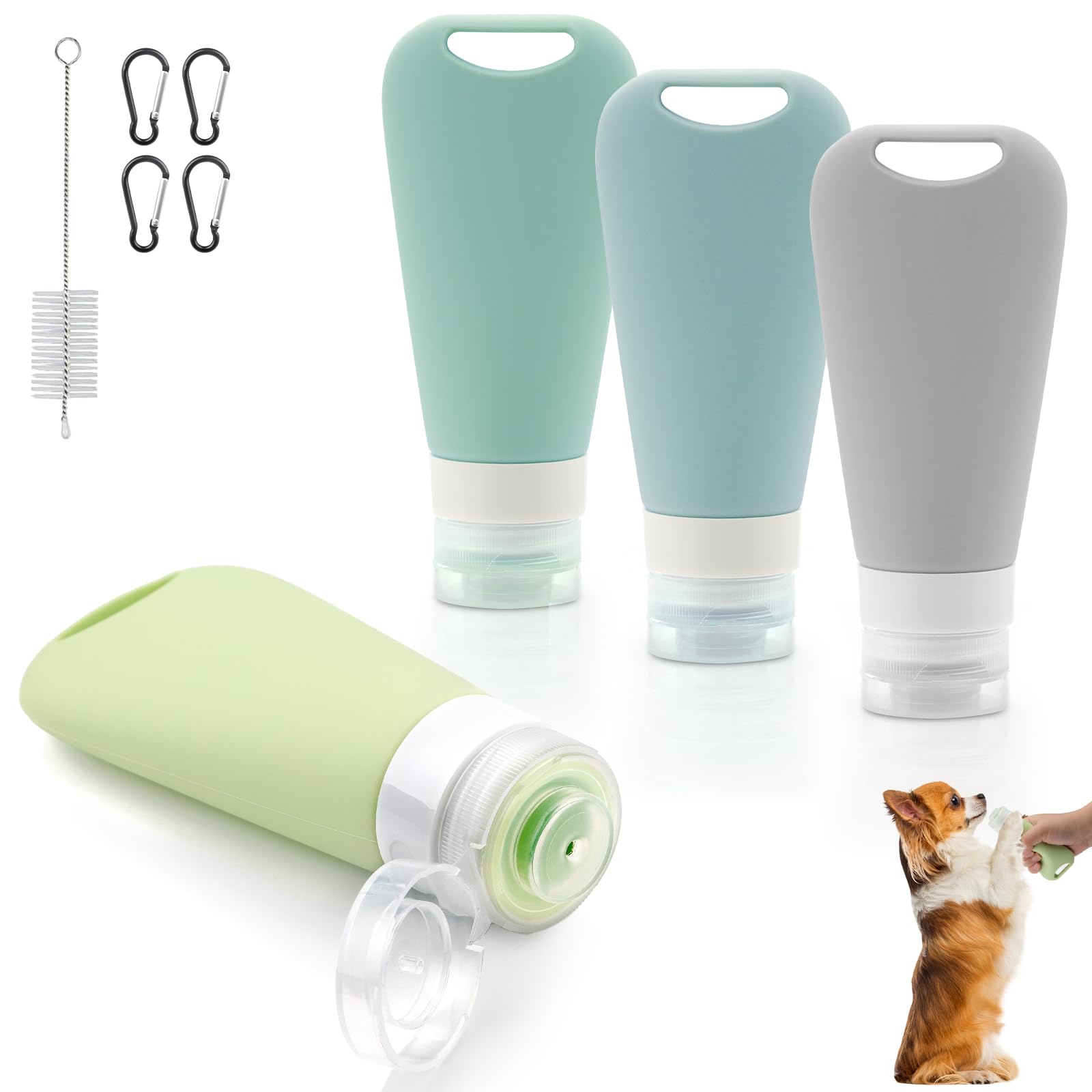 4-tlg. Futtertube Set Für Hunde - 90 Ml Mit Karabiner & Reinigungsbürste