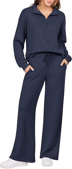 Ekouaer 2 Piece Sets for Women Half Zip Lounge Sets Matching Fall Outfits