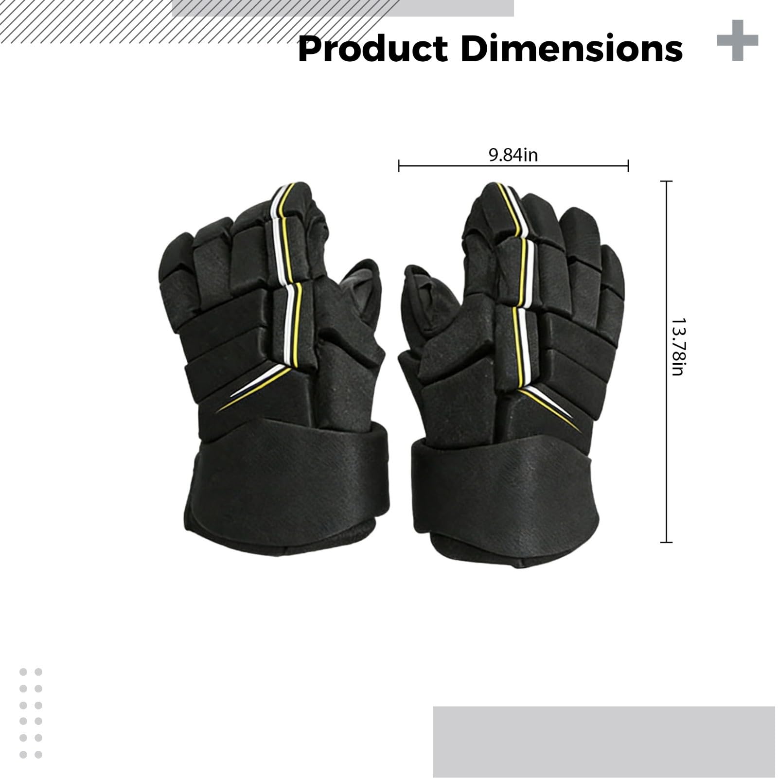 Gants de hockey pour jeunes joueurs, équipement de protection de 25,4 cm, avec rembourrage en mousse haute densité, design flexible, imperméable et respirant pour glace, roller, hockey sur gazon