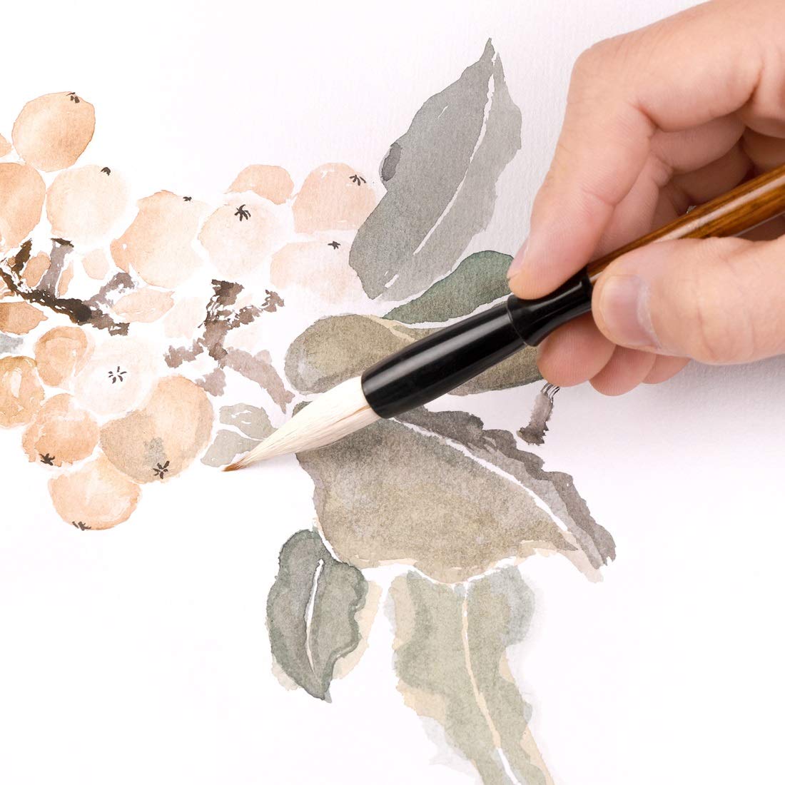 Ensemble de 6 pinceaux en bois à mémoire de forme, stylo et encre traditionnelleen bois à mémoire de forme, stylo et encre traditionnelle pour calligraphie, peinture et couplets de festival.
