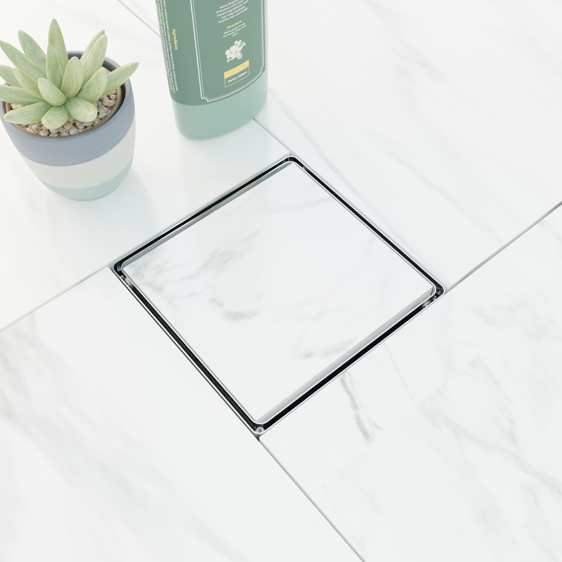 Swell Tile Insert Floor Drain, PM1004 | 304 Stainless Steel | No Welding No Leakage | 6x6 Inches | Ultra Satin Matte Finish (Floor Drain)