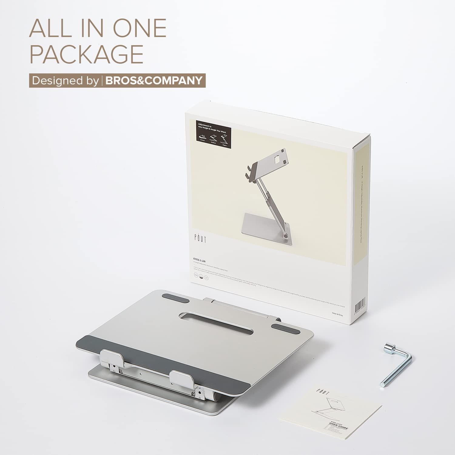 POUT Eyes3 Lift - Aluminium Telescopic Laptop Stand Silver and Blue
