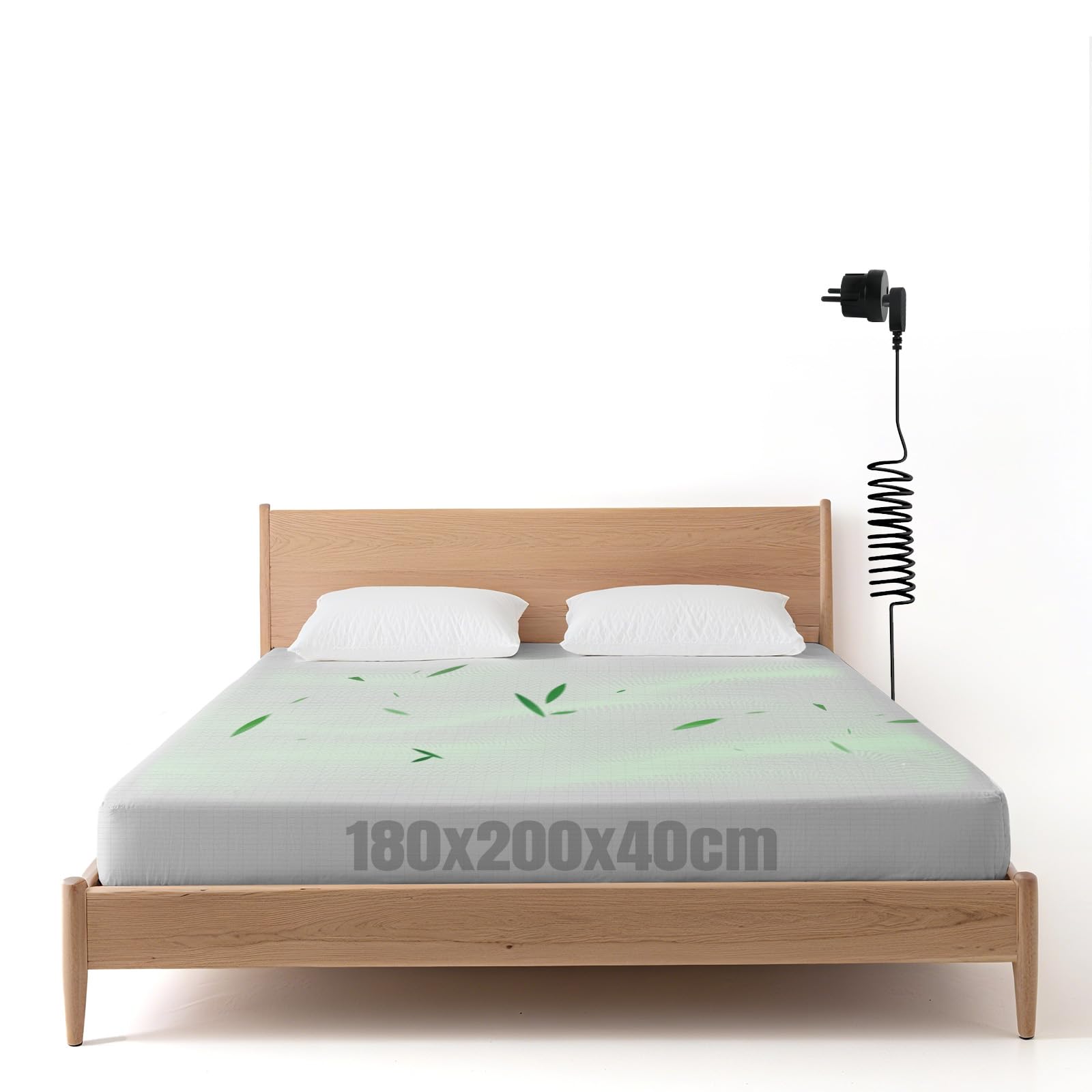 Lenzuolo di messa a terra conduttivo, Grounding Bed Sheet, Tappetino da terra secondo la norma UE, con 10% fibra d'argento e 90% cotone biologico, per Sonno Migliore Recupero Energetico (180x200cm)