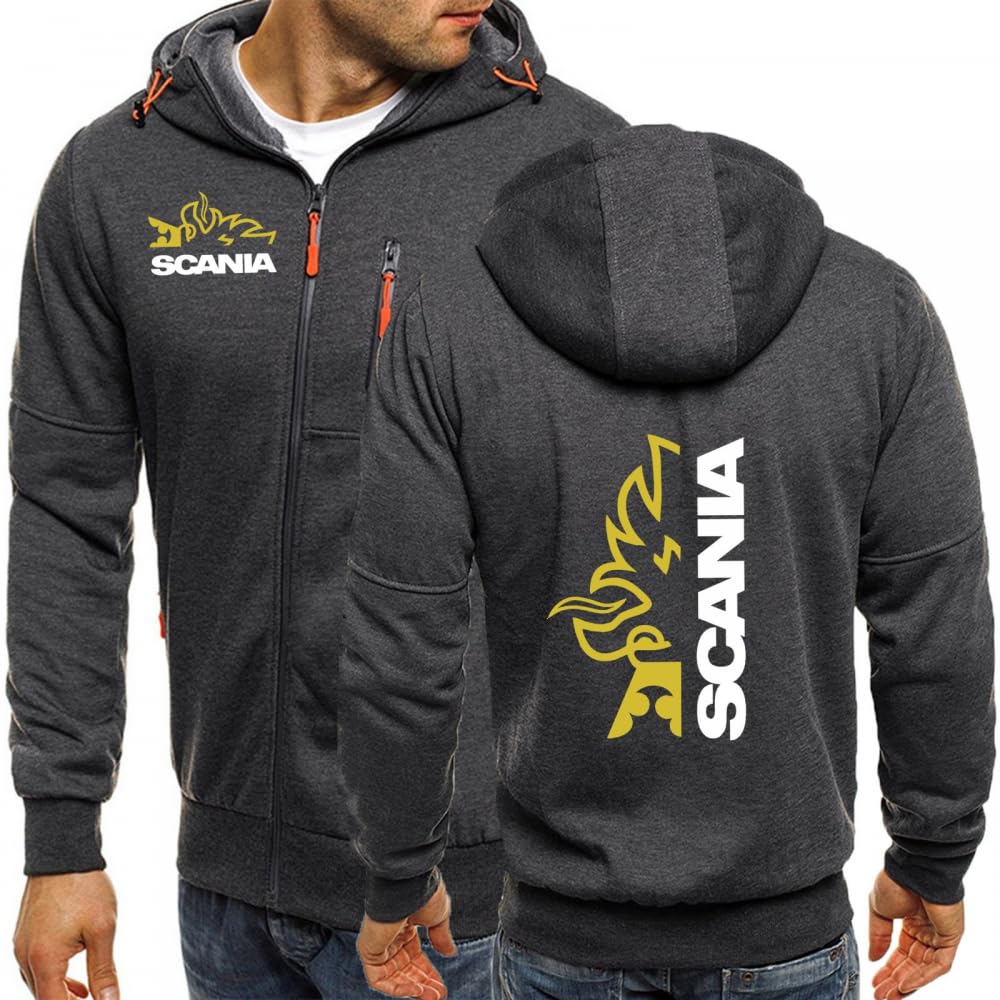 BYXLMS Mens Zipper Pullover for SCANIA Hoody Hooded Tops Hoodie Hooded Sweatshirts with Pocket-Dark Grey B||M