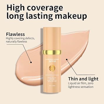Colour Changing Foundation, 4 In 1 Foundation Liquid SPF50, Hydrating Medium Full Coverage Concealer, Mature Skin Color Changed, 4 In 1 Moisturizing Full Coverage Liquid Foundation (3PCS)