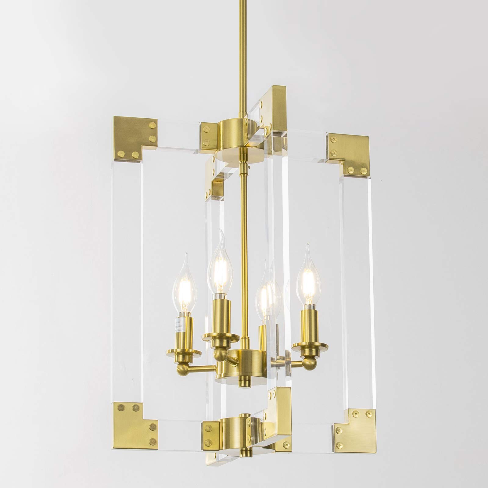 Buy 4Light Gold Pendant Light, Modern Chandelier with Brushed Brass