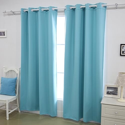 Miniatura 3 de Deconovo panel de cortinas blackout lisas, resistentes, termoaislantes, arandelas (1 par)