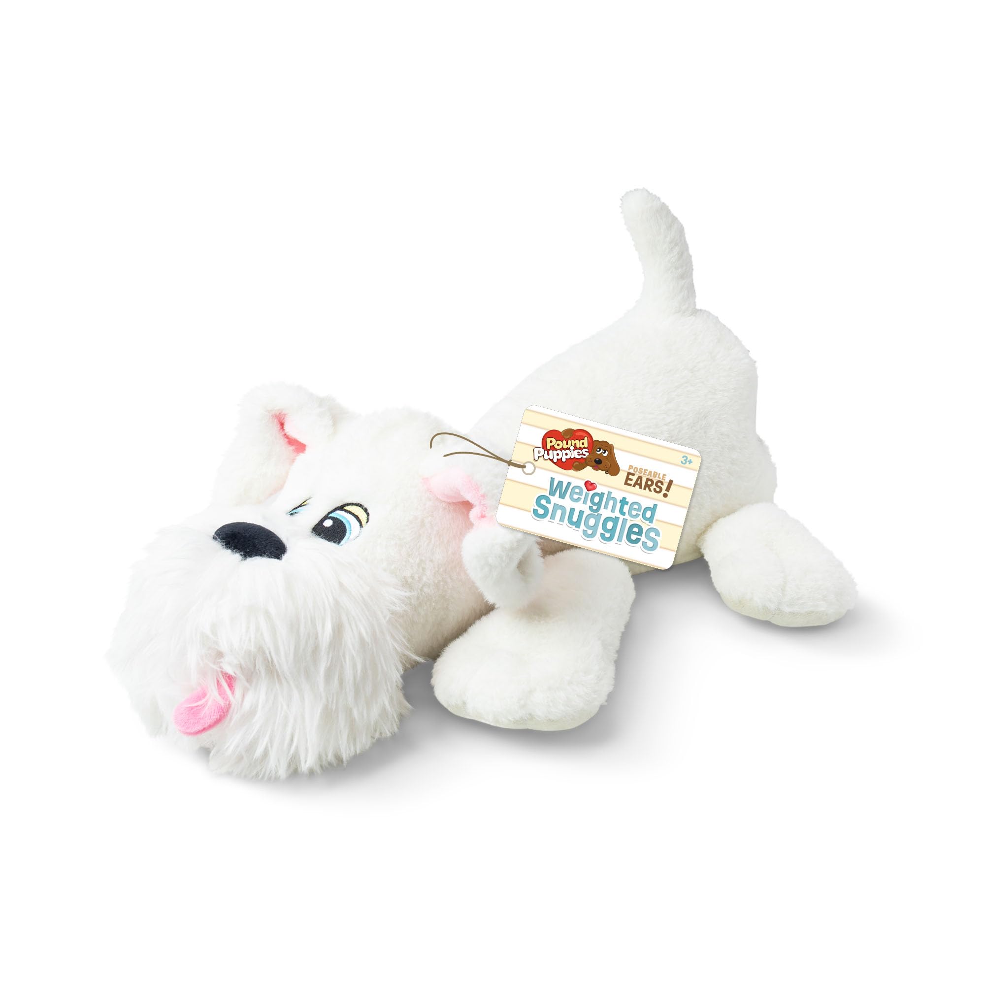 Basic Fun Pound Puppies Weighted Snuggles Plush – White with Fluffy Beard – Calming Comfort Toy with Soft Weighted Body – Classic Huggable Style for Kids & Fans — image 1