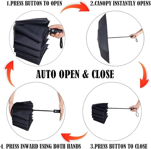 Miniatura 5 de LLanxiry - Paraguas de viaje compacto, resistente al viento, impermeable, paraguas con protección contra rayos ultravioleta, para golf