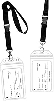 Vista 7 de Porta tarjetas de identificación transparente con cordón, plástico PVC resistente a la intemperie, cierre resellable, soporte vertical para tarjeta