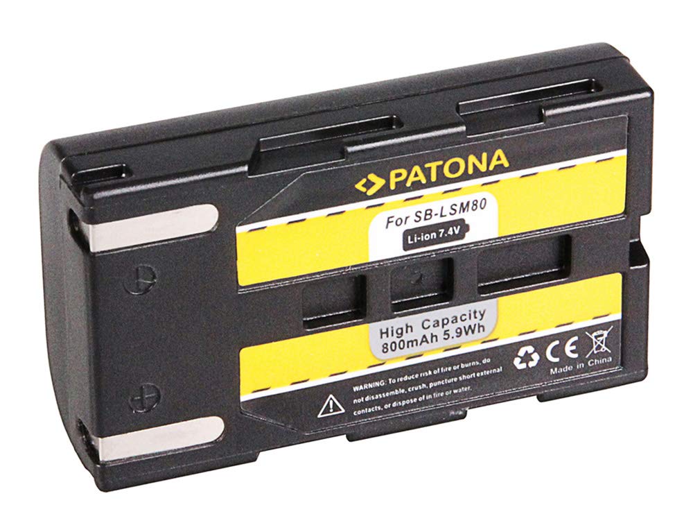 PATONA SB-LSM80 Batteria 800mAh – Ricambio per Samsung SB-LSM80 – per camcorder SC-D263 D351 D353 D355 D453 D963, VP-D351 D352 D361 – riserva per riprese
