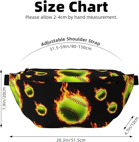 Miniatura 3 de Belt Bag Small Crossbody Waist Purse Travel Wallet Pouch (fire flame softball baseball)