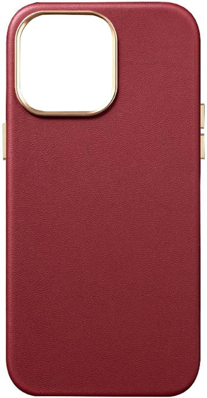 Funda para iPhone 14 en cuero rojo premium con protección anticaídas 8