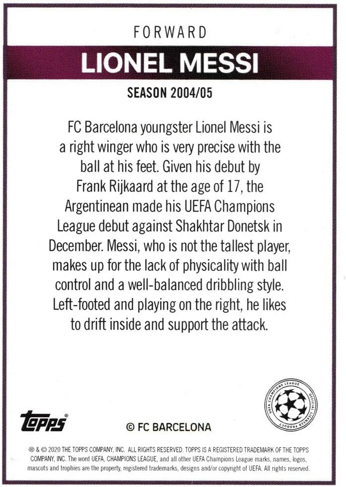 2020 Topps The Lost Rookie Cards Lionel Messi Soccer Card
