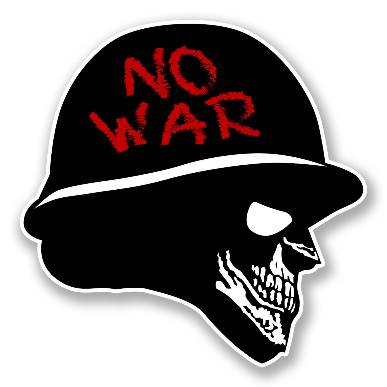 2 x 10cm No War Vinyl Decal Sticker Army Soldier Skull Laptop Peace Sign #6047 (10cm x 10cm)