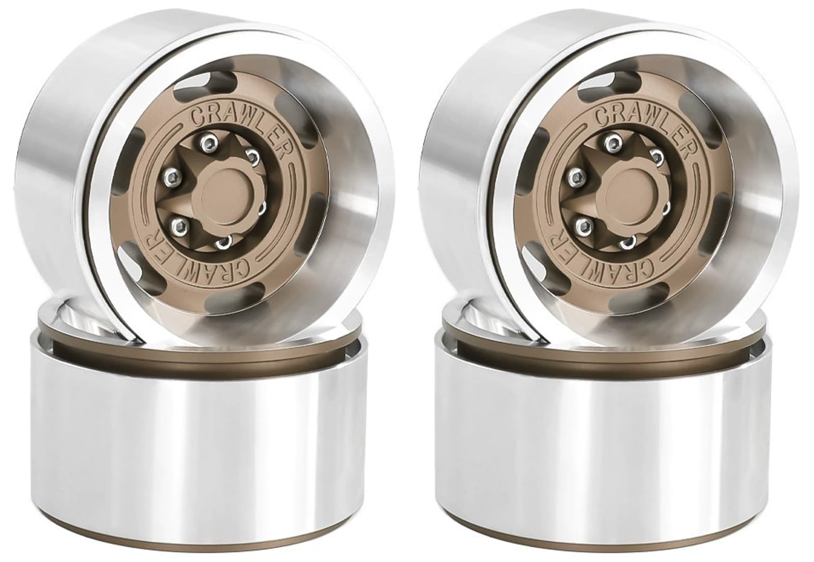 1.9 Metal Beadlock Wheels for 1/10 RC Crawler/Trail Truck, Compatible with Axial SCX10/Capra/TRX-4, CNC-Machined Alloy Rims Heavy-Duty Off-Road Performance Bronze
