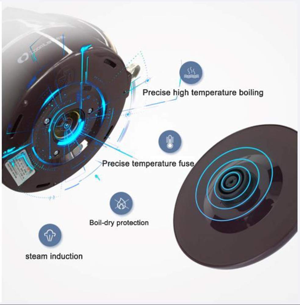 WYZQ Bollitore Elettrico in Vetro da 1,5 Litri, Bollitore Illuminato a LED Ecologico, Bollitore Wireless Senza Bpa con Coperchio Interno e Fondo in Acciaio Inossidabile, Spegnimento Automatico a
