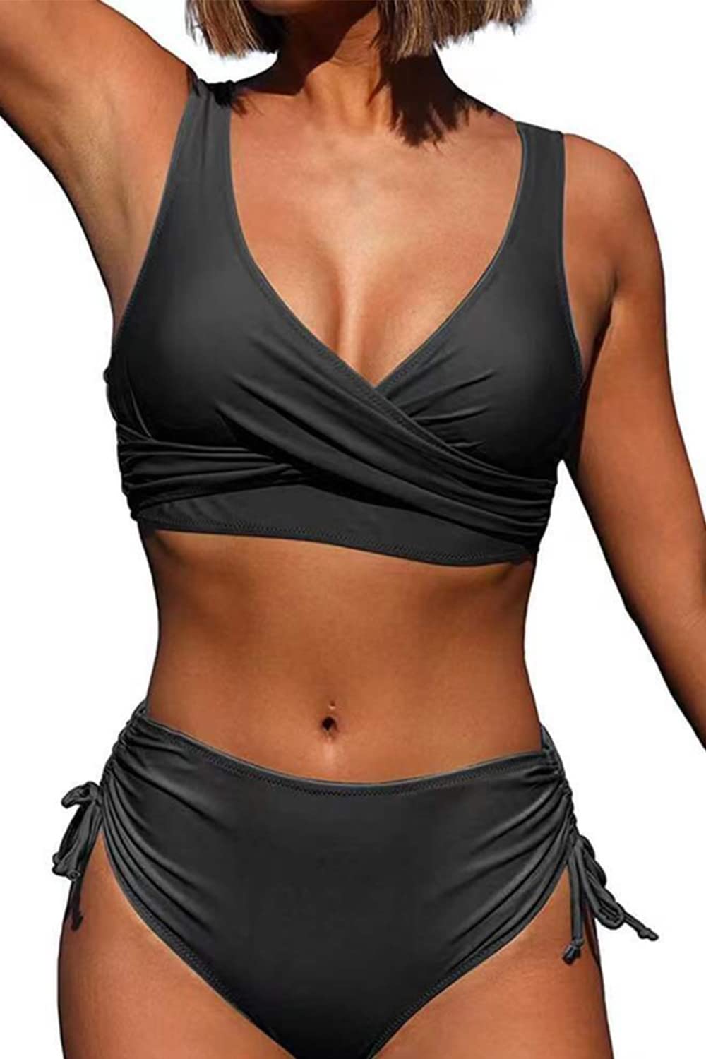 CheChury Conjuntos de Bikini Traje de baño Ropa Bikini Bandeau para Mujer Brasileo Ropa de Pecho de Playa Cintura Alta Traje con Relleno Mujer Brasileo Ropa de Playa