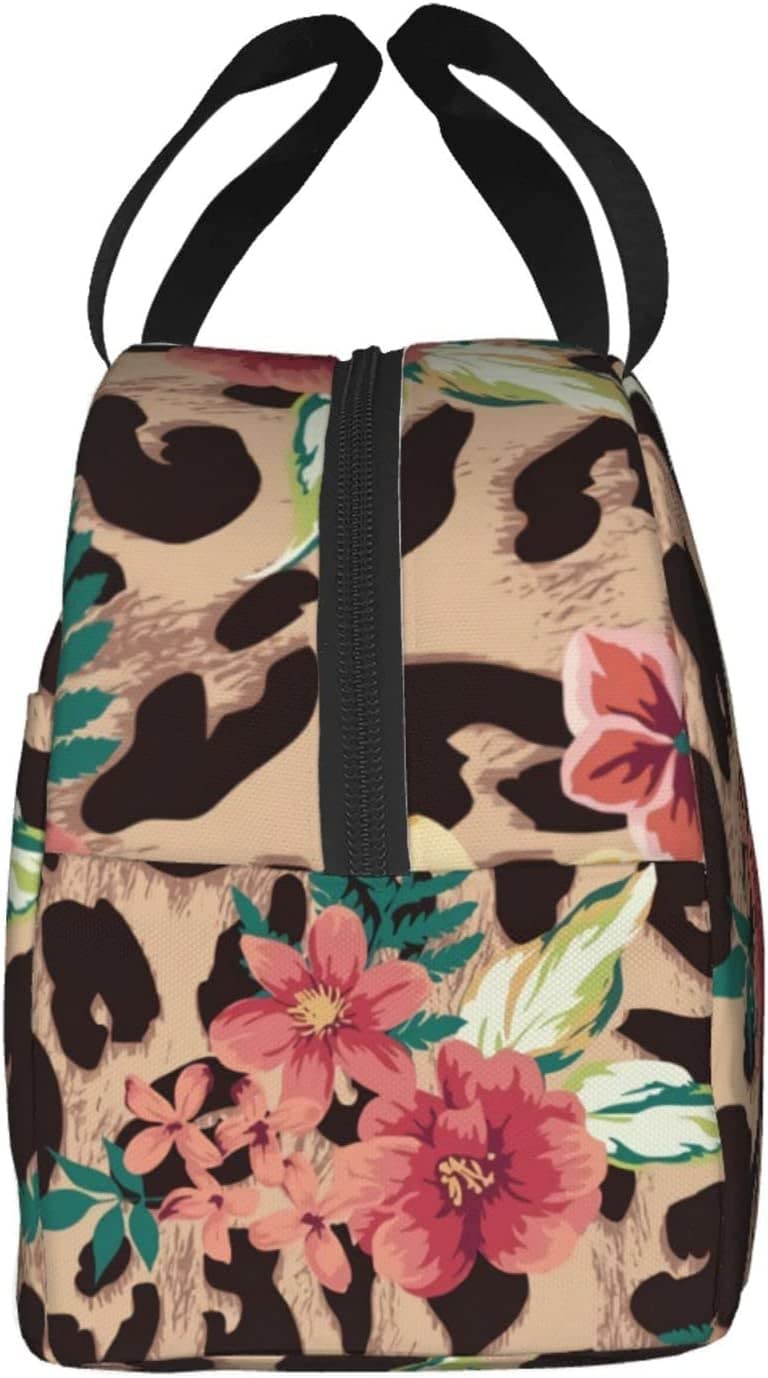 Borsa Pranzo Termica Donna Stampa Leopardata Rosa, Con Tracolla Regolabile, Impermeabile, Isolata, Per Lavoro, Scuola, Picnic - 6