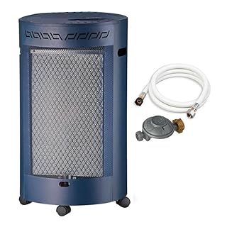 FAVEX - Chauffage d'appoint à gaz Ektor Catalyse - Prêt à l'emploi livré avec Tuyau et détendeur - Intérieur - Brûleur Céramique Catalyse - 2 Puissances de Chauffe - Jusqu'à 25 m² - Blue