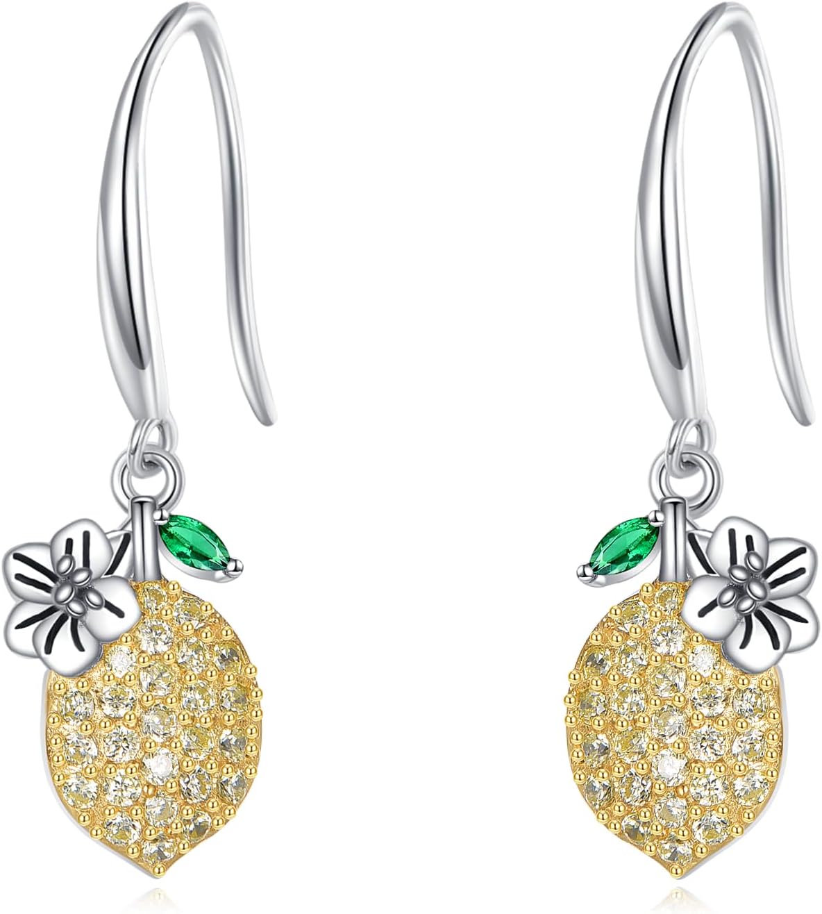 MONGAS Lemon Earrings Sterling Silver Lemon Earrings for Women Dangle Fruit Jewelry Gifts for Women