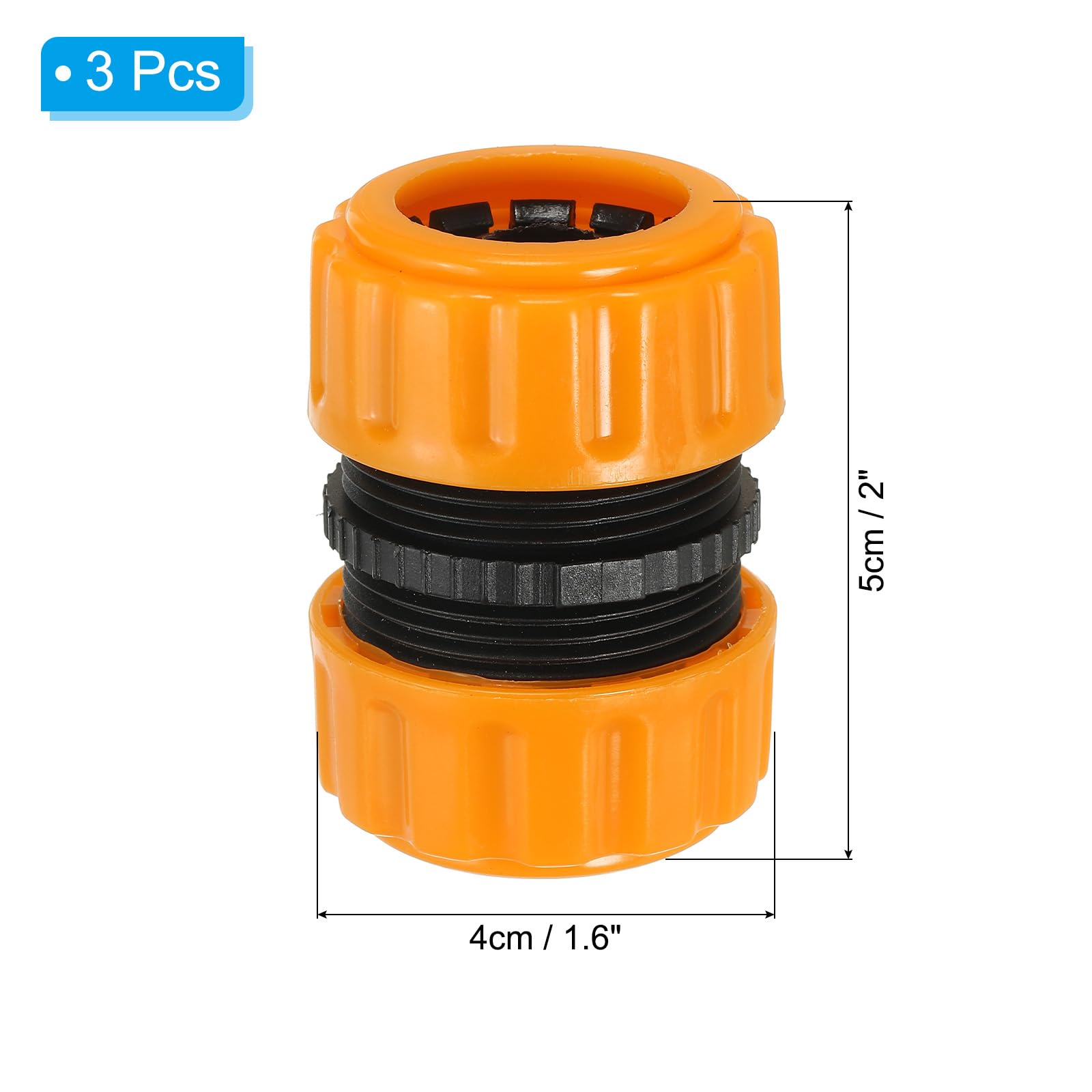 PATIKIL 11/16" Garden Hose Repair Kit Connector Extender, 3 Pcs Plastic Quick Water Hose Connectors Leakproof Design Fittings, Marigold - Image 2