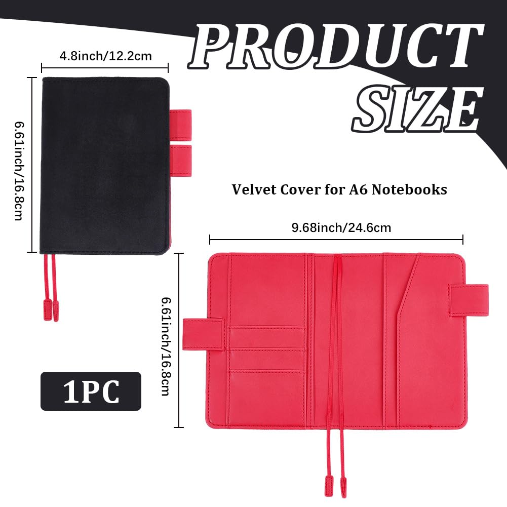 craspire A6 Samt Notizbuchhülle Schwarze Leder Buchhülle Mit Kartenfächern 4.5 x 6.6 Zoll PU Umschlagmappe Business Aktentasche Wiederverwendbarer Leder Portfolio Organizer