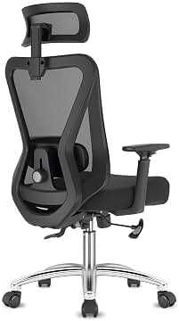 Silla Escritorio, Silla Ergonomica Escritorio con Reposacabezas, Apoyo Lumbar, Reposabrazos y Ajuste de Altura, Silla Oficina con Bloqueable Función 90°-130°, Capacidad de Peso 150KG