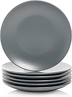 Vista 1 de 10 Strawberry Street Wazee Matte 8.25" Coupe Salad Plate, Set of 6, Charcoal Gray