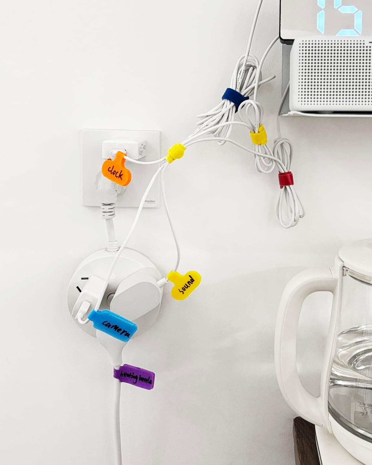 Cable Management Sets, 24 Pcs Multicolor Cable Labels and 24 Pcs Reusable Fastening Cable Ties, Cord Label, Wire Labels - For Home, Office, Desk, Wire, Cable Organizer, Cord Management