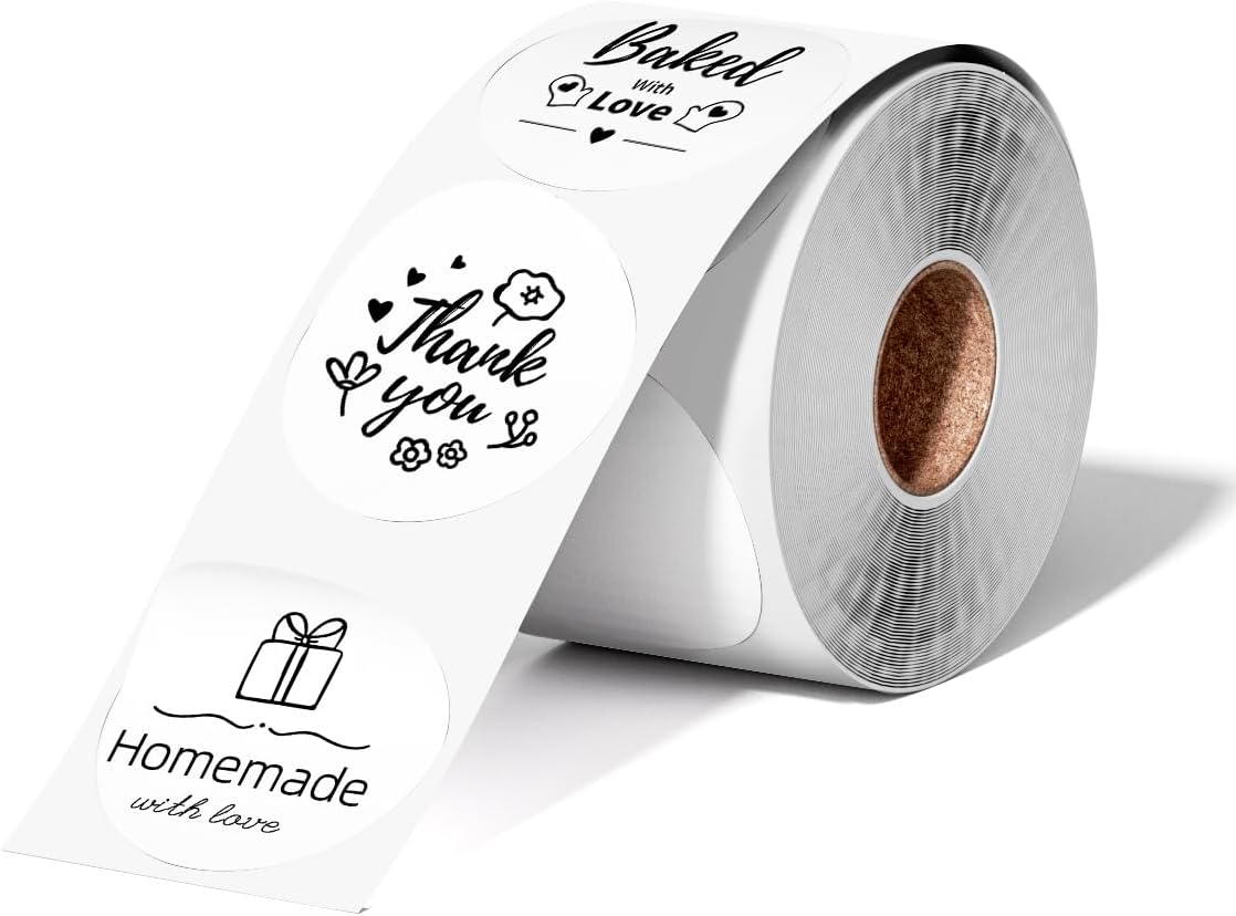Phomemo 2x2 White Circle Thermal Direct Shipping Label, Thermal Sticker Label for Logo, Package, DIY Design, Address, 1 Pack 750 Labels