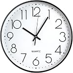 Tosnail 12 Inches ronde Silent Non Ticking Quartz Horloge murale - Élégant cadre en argent