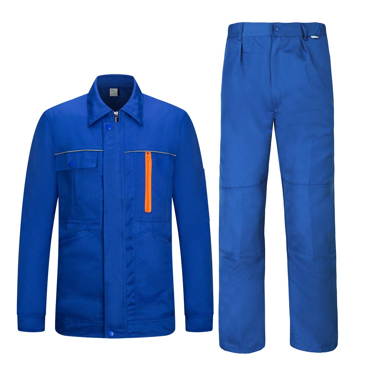 Homme Ensemblesde Travail, Multi Poches Blouson de Travail, Cargo Pantalon avec Poches Manteau de Travail, Multifonctionelle Veste de Travail pour Homme (XL, Bleu royal)
