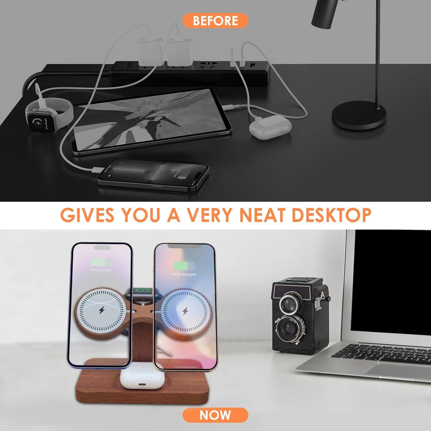 dual Phone Charging Station with iwatch Charger