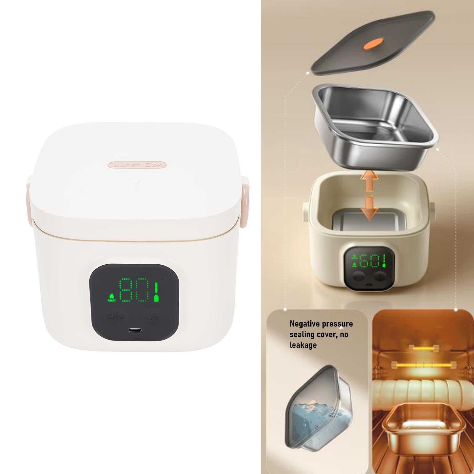 Fiambrera Eléctrica, 25W 500 Ml Calentador Alimentos Acero Inoxidable 304, Contenedor Portátil para Exteriores, Trabajo, Oficina, Camping, Viajes, para Niños Pequeños Niñas
