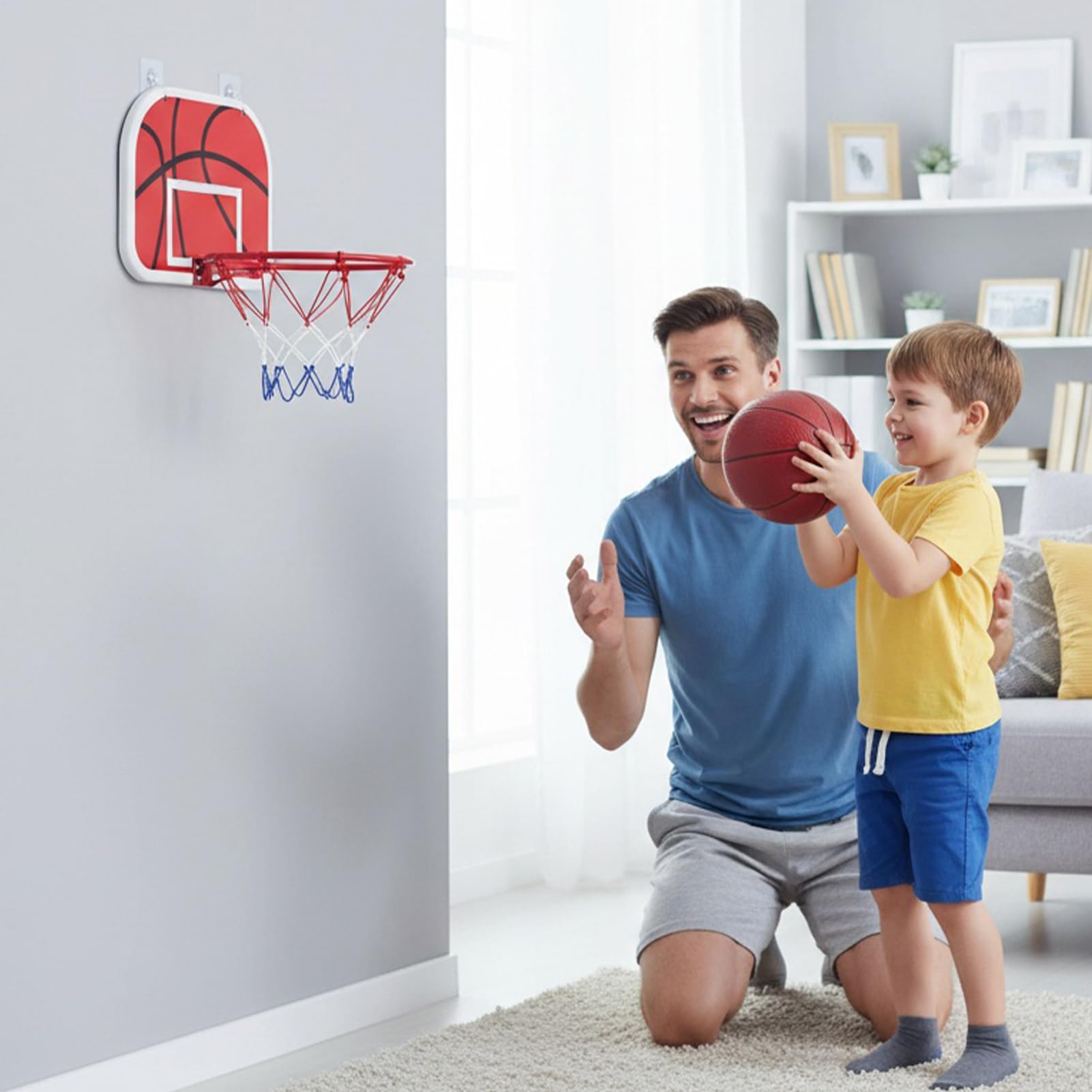 Canestro Da Basket Interno Per Bambini | Interattivo Con 2 Palloni | Set Canestro Da Basket Da Appendere Alla Porta | Per Appartamento Soggiorno Seminterrato Ragazzi Adolescenti Bambini