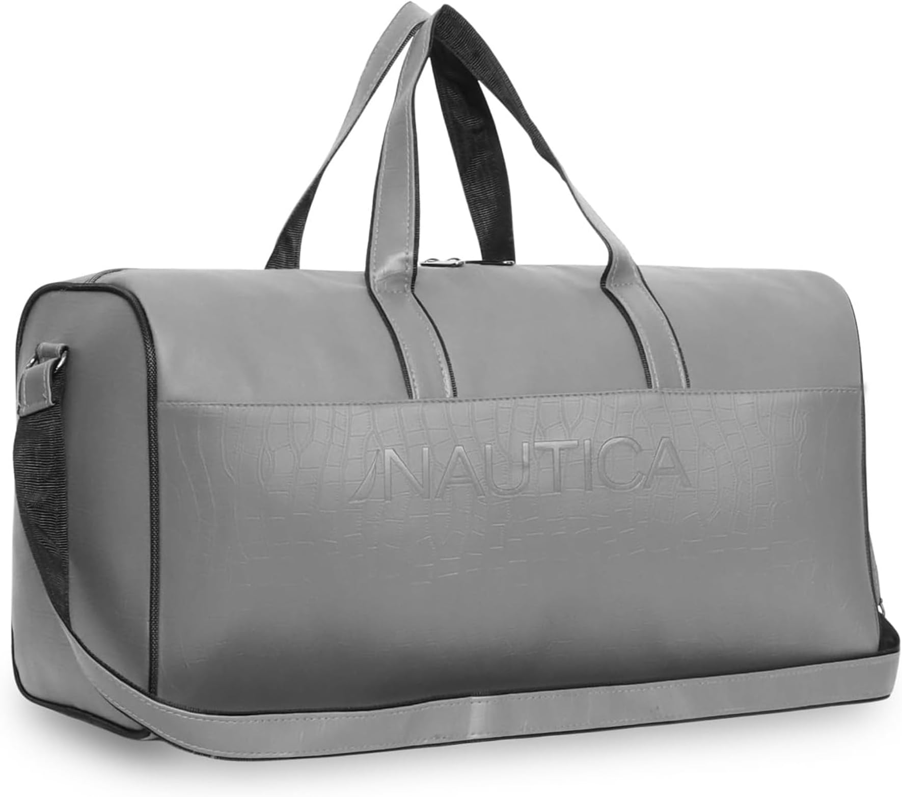 Nautica Unisex PU Duffle Bag for Travel | Stylish Leatherette Cabin Luggage | Compact, Comfortable & Spacious Hand Duffel Bag for Weekend Trips, Gym & Office | Suitable for Men and Women | Grey
