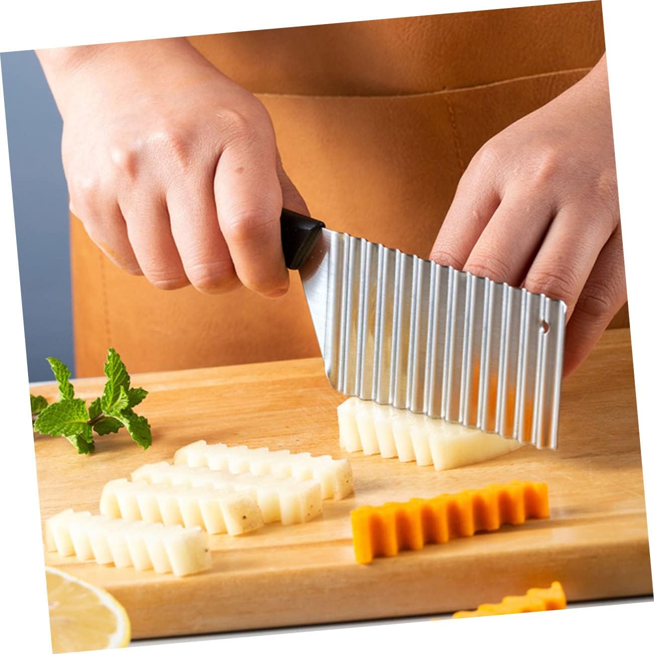 2pcs Wave Shape Stainless Steel Potato Cutter for Fruits