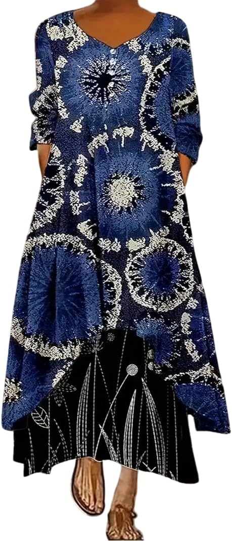 Amazon.com: lozhacloo Boho Dress for Womens Linen Long Sleeve Maxi