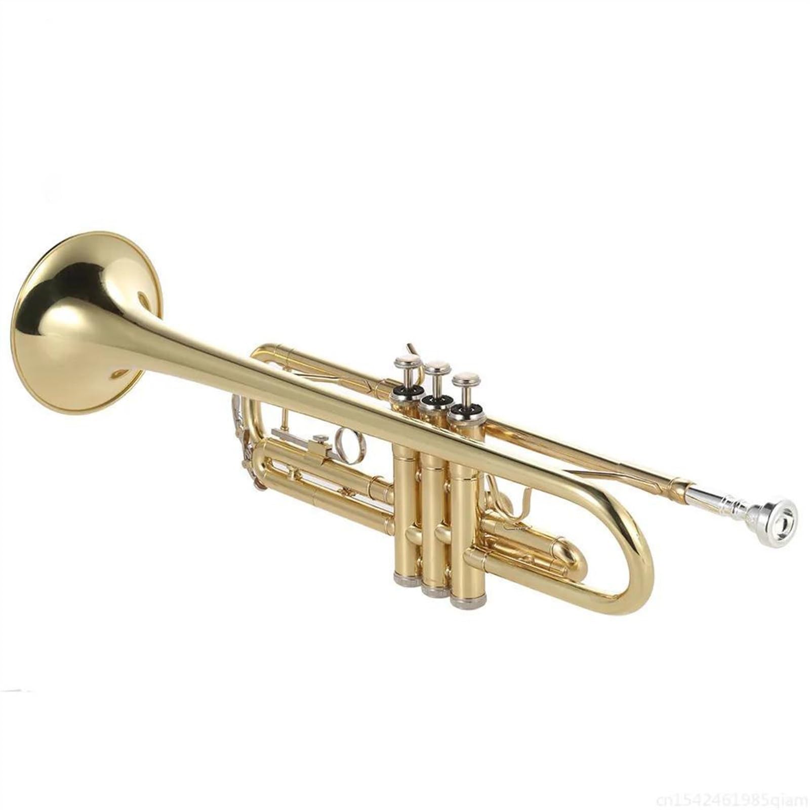 Standard Trąbka Trąbka Bb Płaska Mosiężna Złota Malowana Wykwintny Trwały Mosiężny Instrument Muzyczny Ton Stal Nierdzewna
