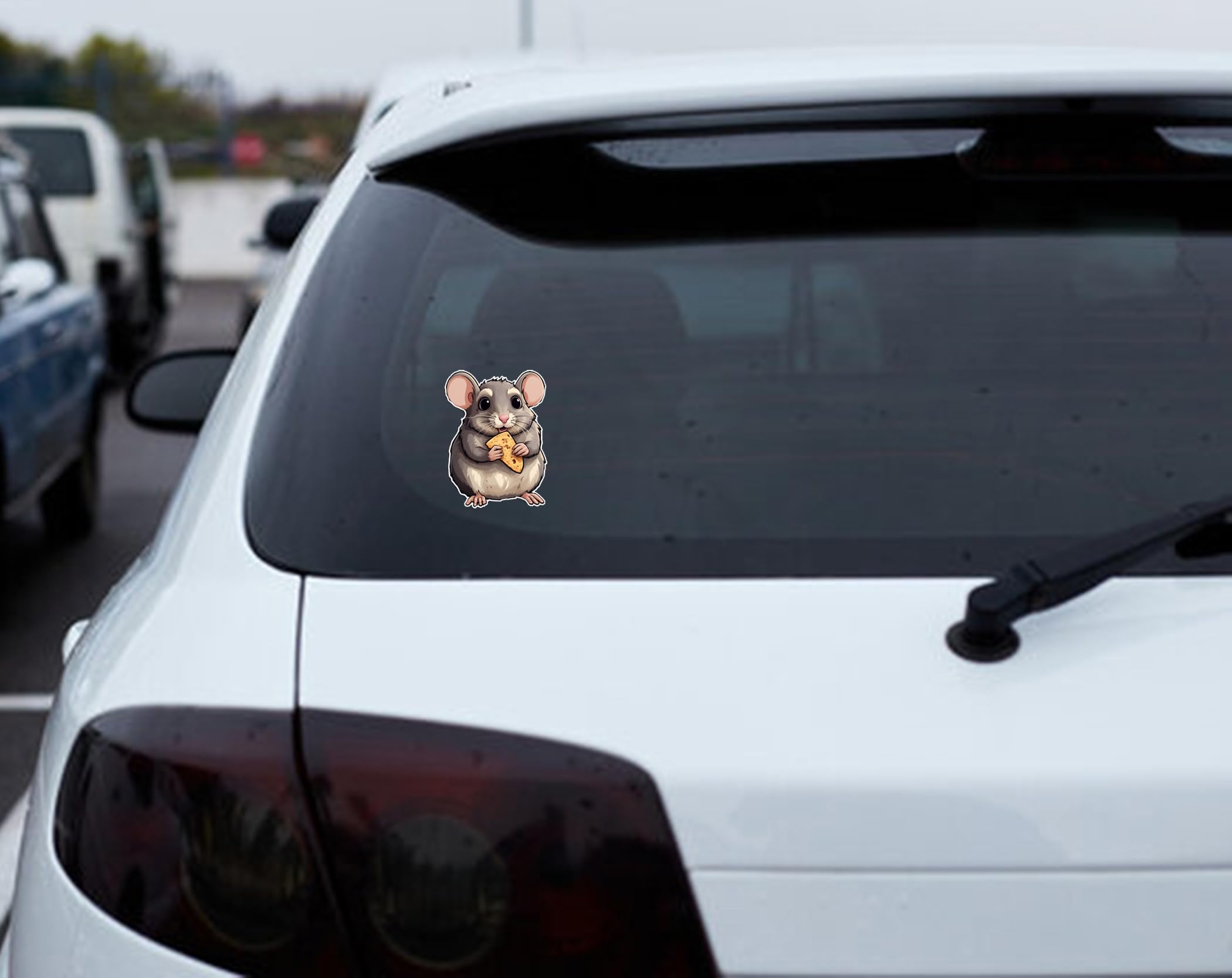 N.m. Stick Mouse Wall Decal 3D Waterproof Sticker, Cute and Funny Rat Design for Kids Room, Bathroom or Ceiling Decor, Non-Magnetic Removable Wallpaper