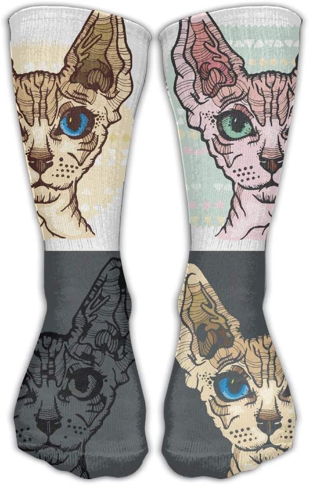 Sphynx Cat Unisex Novelty Crew Socks Ankle Dress Socks Fits Shoe Size 6-10