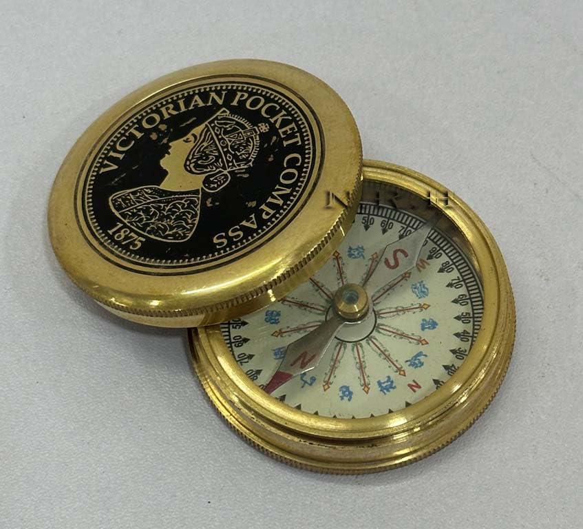 Brújula de bolsillo de latón vintage para camping y senderismo miniatura 2