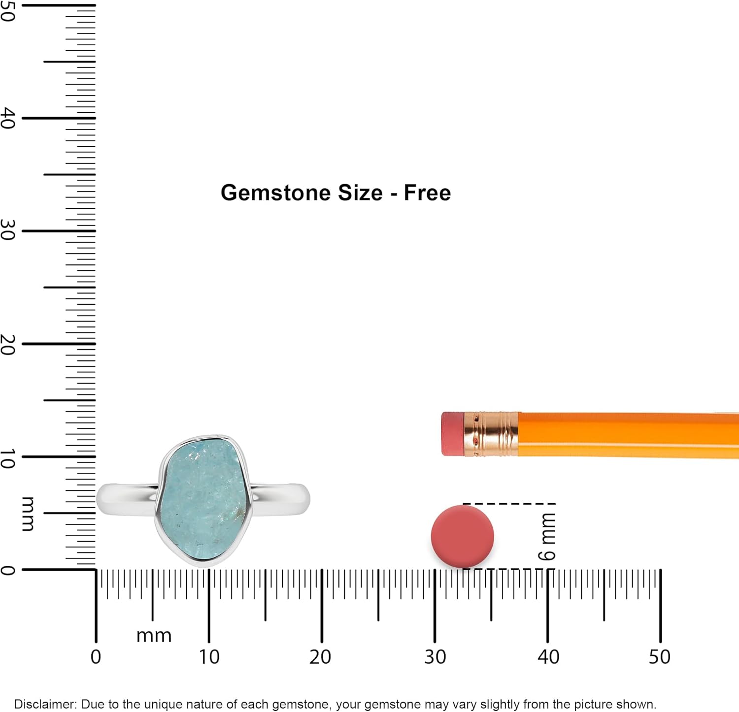 Natural Raw Aquamarine Solitaire Rings for Women in Sterling Silver, March Birthstone Jewelry Gifts for Her Birthday, Anniversary, Christmas (Bezel-Set)