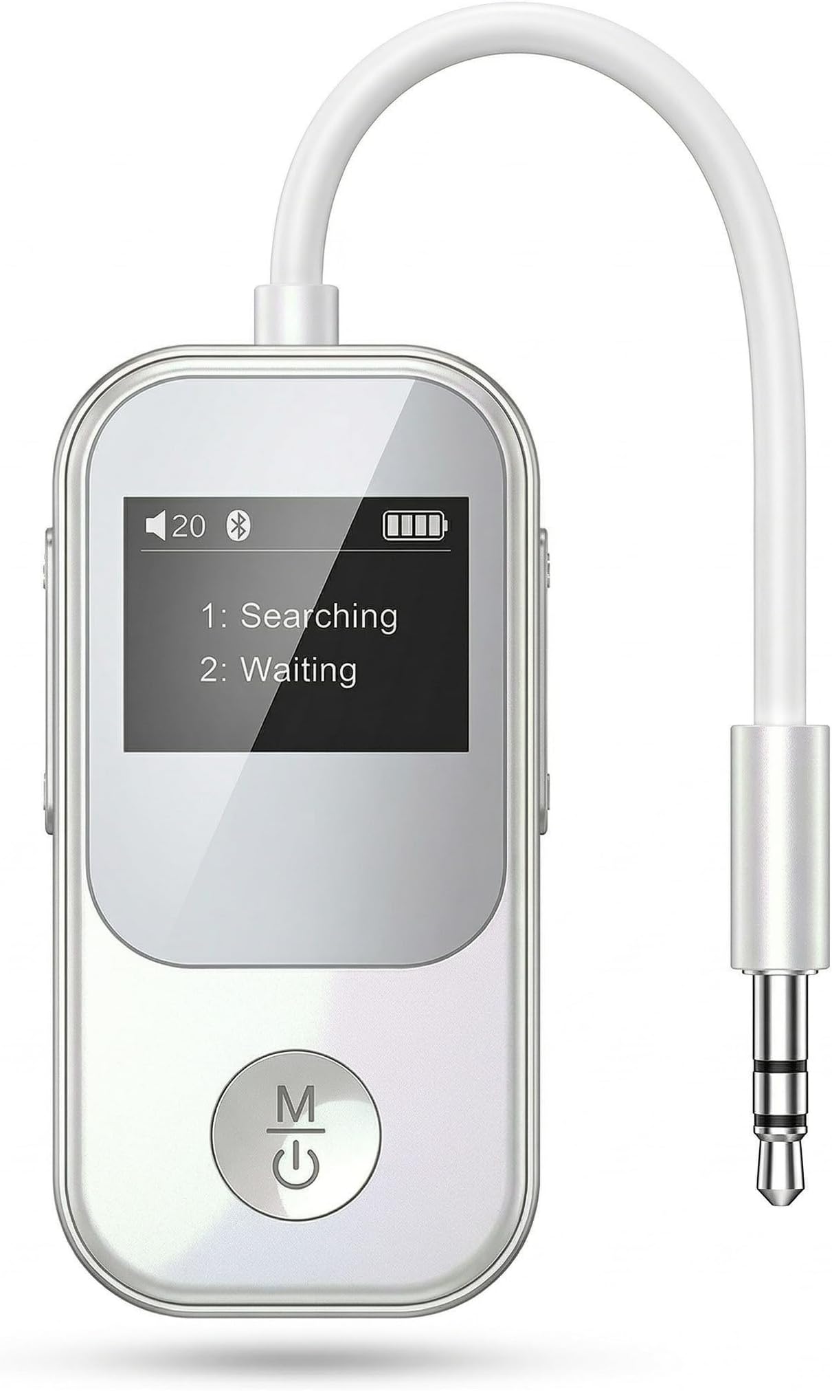 [2026 Upgraded] Bluetooth Transmitter 5.3 Receiver with OLED Display | Dual Connection & Low Latency | Wireless Aux Bluetooth Adapter for TV, Airplane, Headphone, Airpods, Speaker, Car (Silver)