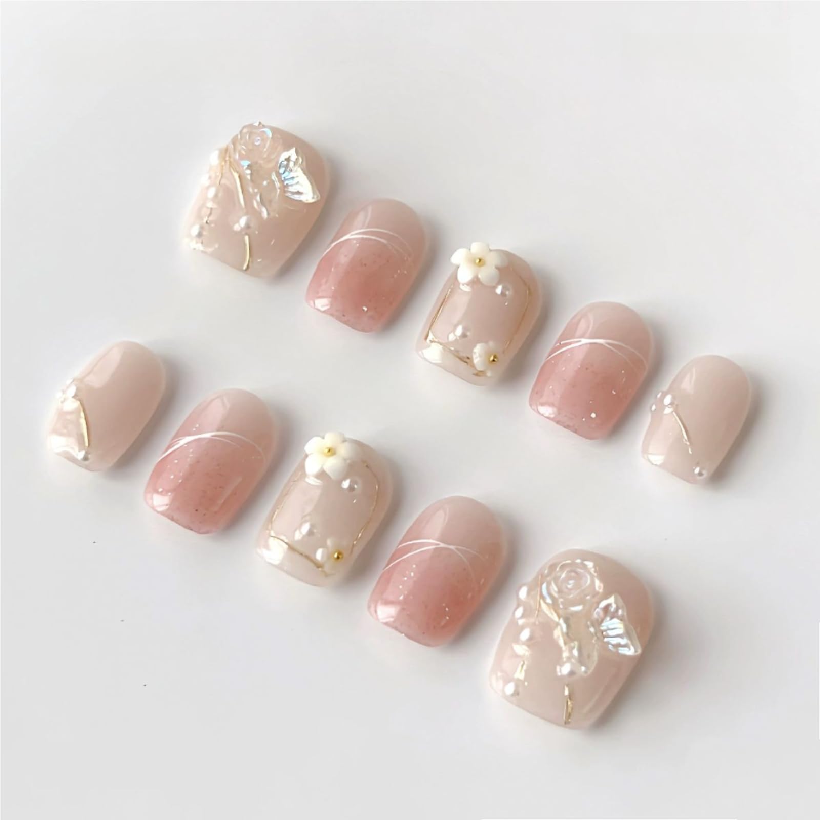 Amazon | LemiVibe·「胡蝶ノ夢」ネイルチップ ショート 短め ピンク