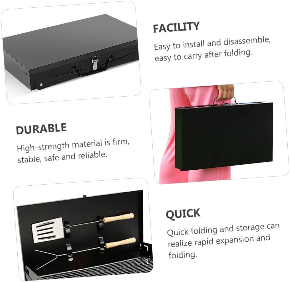 UPKOCH Portable Bbq Stove Outdoor Barbecue Grill Folding Camping Barbecue Stove with Accessories 44x27x47cm for Outdoor Cooking and Camping