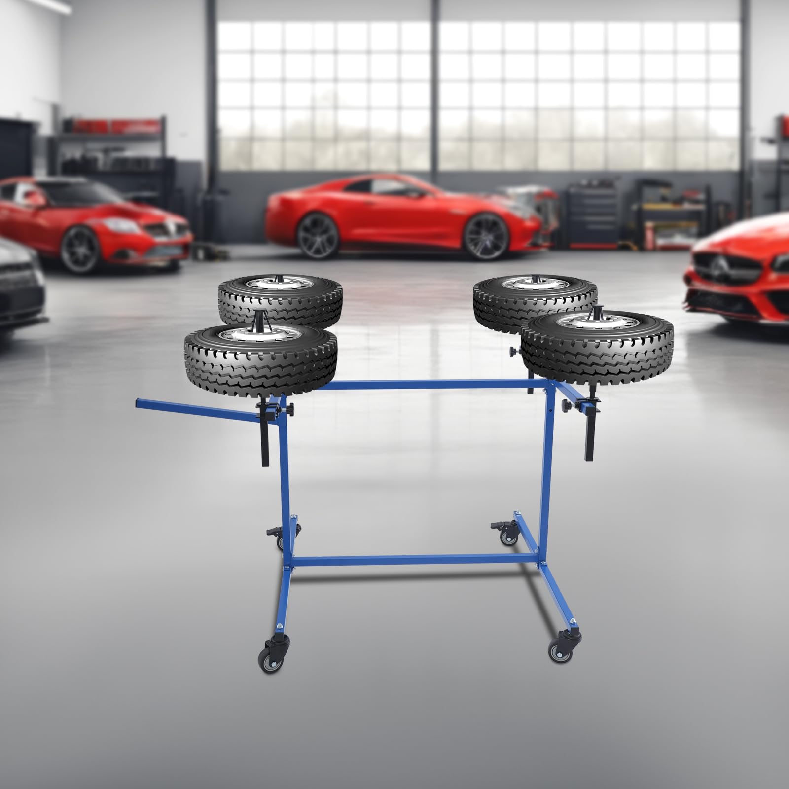 Felgenlackierständer Felgenlackierbock Lackierwagenreparaturständer 360° Drehbar Höhenverstellbar Für Autoteile 4 Felgen Lackierständer Auf Rädern Lackierbock Halterungen Stoßstange Lackieren Blau