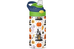 Pigsaly Broom Halloween Ghosts Pumpkins Water Bottle