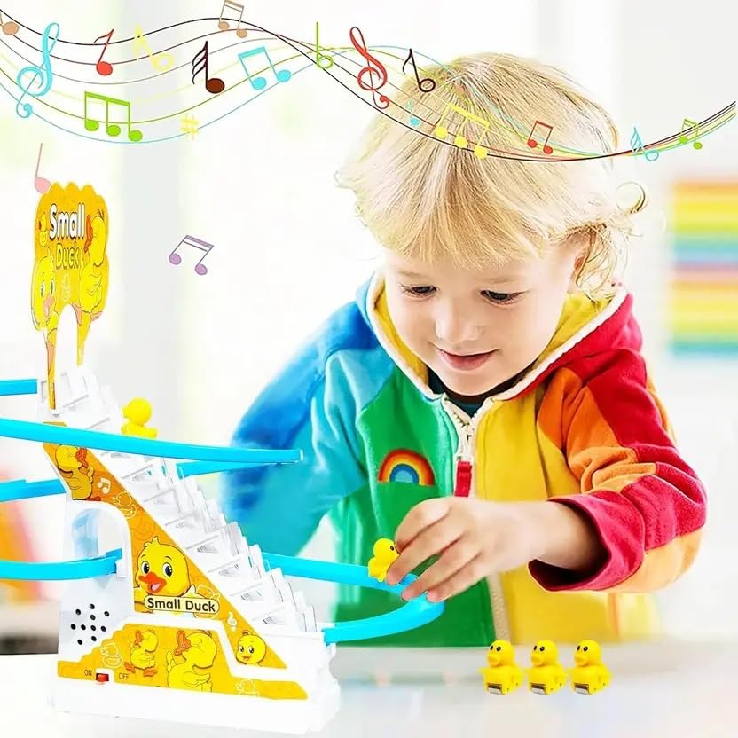 Image of Ducks Toys for Kids - Ducks Chasing Race Slide Game Set - Small Ducks Stair Climbing Toys for Kids, Escalator Toy with Lights and Music - 3 Duck Included (Ducks Slide)